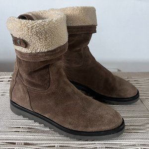 Aquatalia Perdi Brown Suede Water-Resistant Cuff Boots